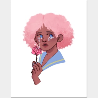 Magical girl with a flower Posters and Art